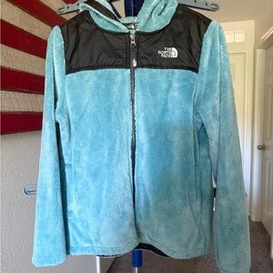 NWOT The North Face Aqua and Black Hooded Fleece Size Girls XL